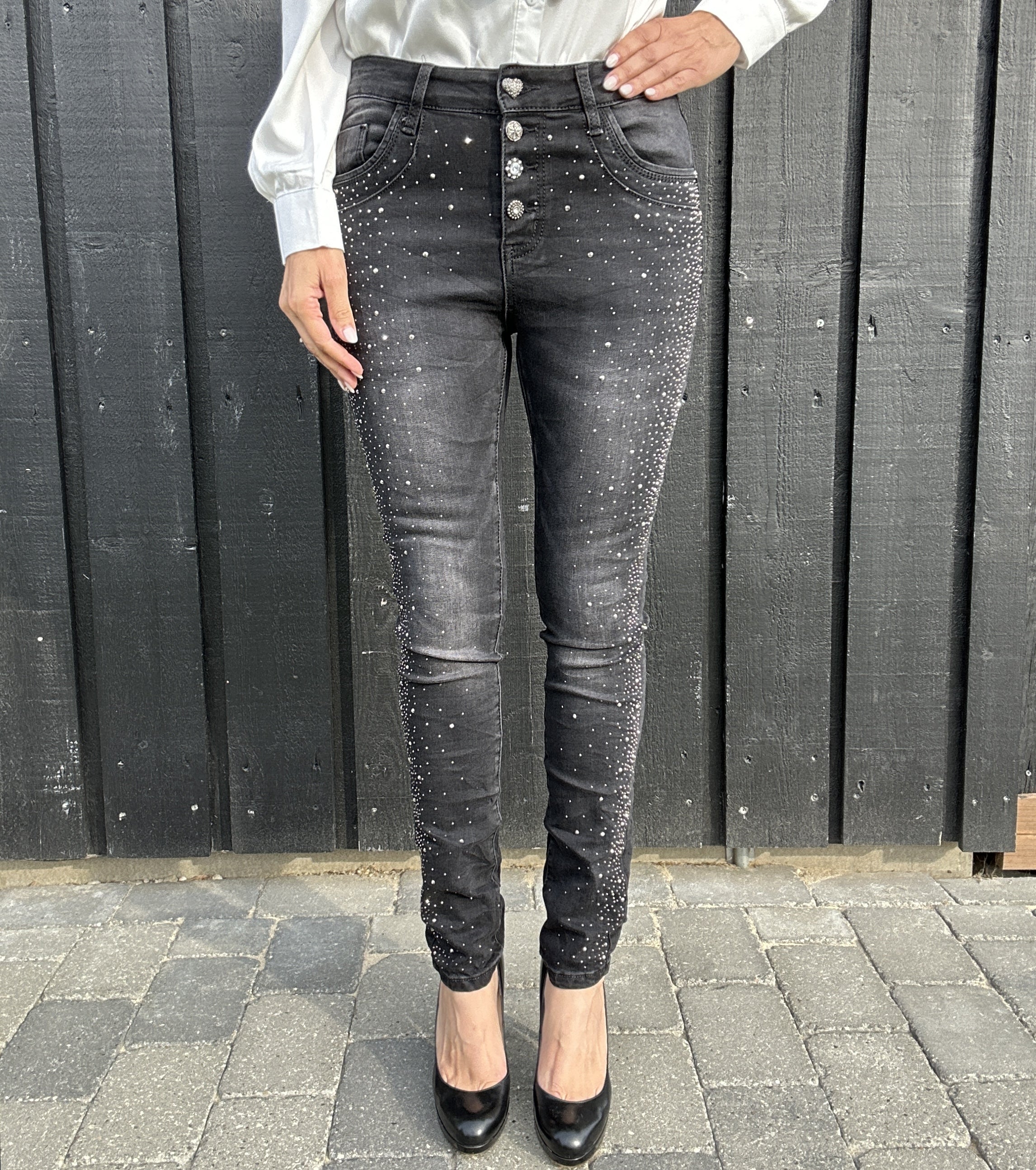 Jewelly jeans Jewelly Jeans 2555 DENIM BLACK GLITTER EDITION Jeans